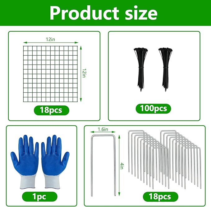 6 Pack Plant Protectors from Animals, 12''x12'' Metal Plant Cages for Outdoor Plants, Garden Plant Protector with Stakes & Zip Ties, Keep Rabbits Squirrels Out, Plant Cage for Flowers Vegetables