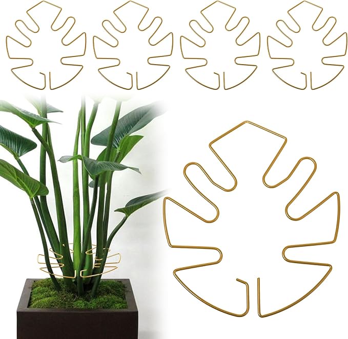 5 PCS Iron Monstera Plant Stabilizer, Metal Monstera Plant Stabilizer for Indoor Plants, Plants Stem Holder for Thriving Growth Indoor Plants(Gold)