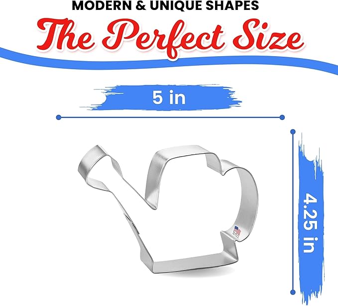 Watering Can Cookie Cutter 4.25 Inch - Made in the USA – Foose Cookie Cutters Tin Plated Steel Watering Can Cookie Mold