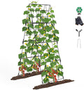 Adjustable A-Frame Trellis for Climbing Plants Outdoor, 48"x16" Cucumber Trellis for Raised Bed, Metal Garden Trellis with Grid Design, Tomato, Grape, Bean, Pea, Squash, Vegetable Trellis (Black)
