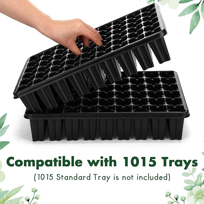Baderke 8 Pack 2.8" Deep 54 Cell Seed Starter Trays, Thick Durable Plug Tray Big Cell Seed Starting Trays for 1015 Flat Tray Germination, 432 Cells Reusable Plant Propagation