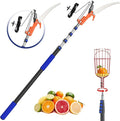 26FT Reach Pole Saw, Telescoping Tree Trimmer with 5-20FT Extension Pole, Sharp Steel Blade and Scissors, Fruit Picker, Extendable Long Handle Tree Pruner for Yard Garden Trees Palms Shrubs