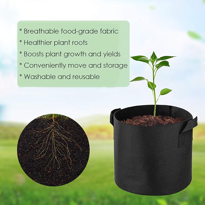 12-Pack 25 Gallon Grow Bags Heavy Duty Container Thickened Nonwoven Fabric Plant Pots with Handles