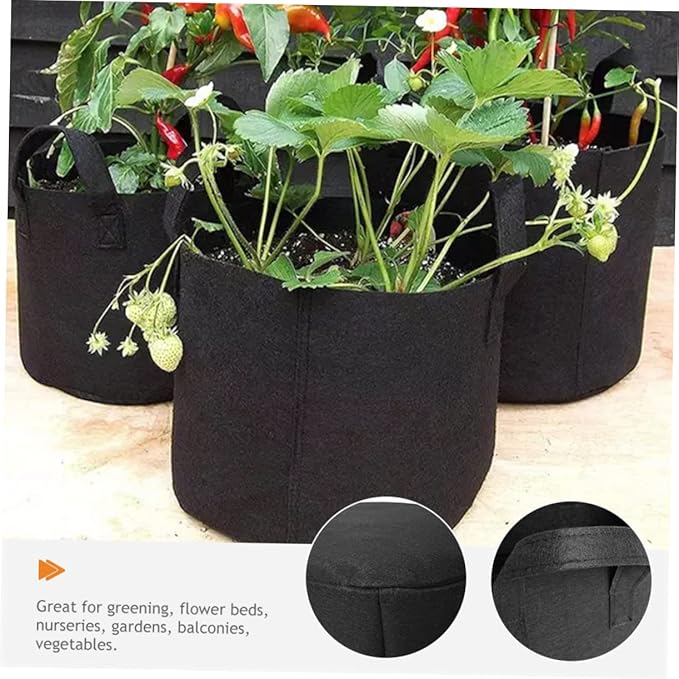 BESPORTBLE 5pcs Non-Woven Planting Bags Breathable Grow Bags for Indoor and Outdoor Use for Vegetables Flowers and