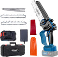 Cordless Chainsaw, Electric Chain Saw with 1 Pack 2000mAh Battery, Battery Chainsaw with Logging Wedge Electric Saw for Cutting, Trimming, Gardening, Camping(2 chains & 1 chain plates)