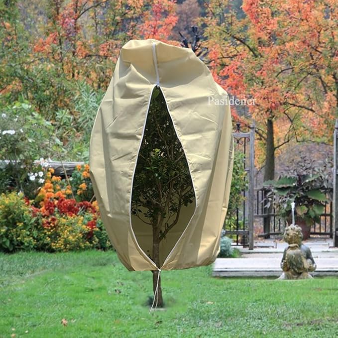 Plant Covers Freeze Protection 2.8oz 2 Packs 70"x60" Winter Tree Covers Frost Blankets for Outdoor Plants with Zipper Drawstring- Frost Cold Pest Protection for Shrubs Fruit Tree