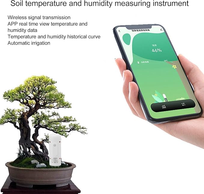 Fockety Plant Monitor Soil Test Kit,Flower Care Soil Tester for Zigbee Smart Plant Intelligent Sensor Plants Detector Bluetooth Monitor for Light Fertility Temperature