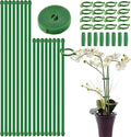 Plant Stakes,Adjustable Length Support Stake Orchid Stick with Ring Buckles Garden Pole for Potted Tomato Rose Amaryllis Beans Vegetables Comes with 40-inch Ties (Green, 17inch&12inch)