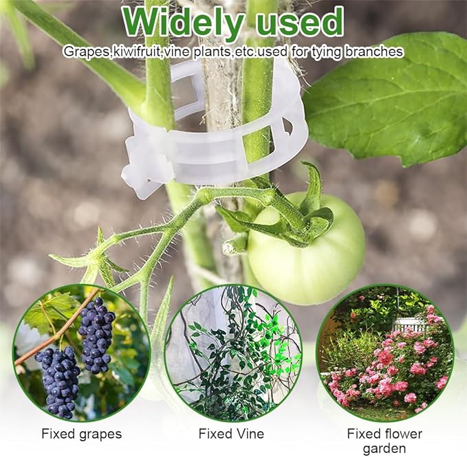 100 Pcs Plant Clips - Plastic Plant Clips for Climbing Plants,Reusable Plant Support Clips for Tomatoes, Vines,Cucumbers, and Climbing Plants,Gentle & Secure Garden Clips for Indoor & Outdoor Use