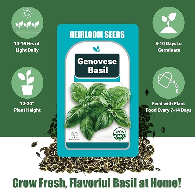 Herb Seed Pods Kit Basil - for All Hydroponics Growing Systems, 12 Pods Herb Kit with 1000+ Seeds of Genovese Basil, Grow Your Own Herb Garden at Home