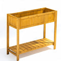 Premium Fir Wooden Raised Garden Bed with Four Legs for Backyard and Balcony Gardening,Suitable for Indoor and Outdoor use,Bottom with Storage Rack,35.04''×13''×29.92''