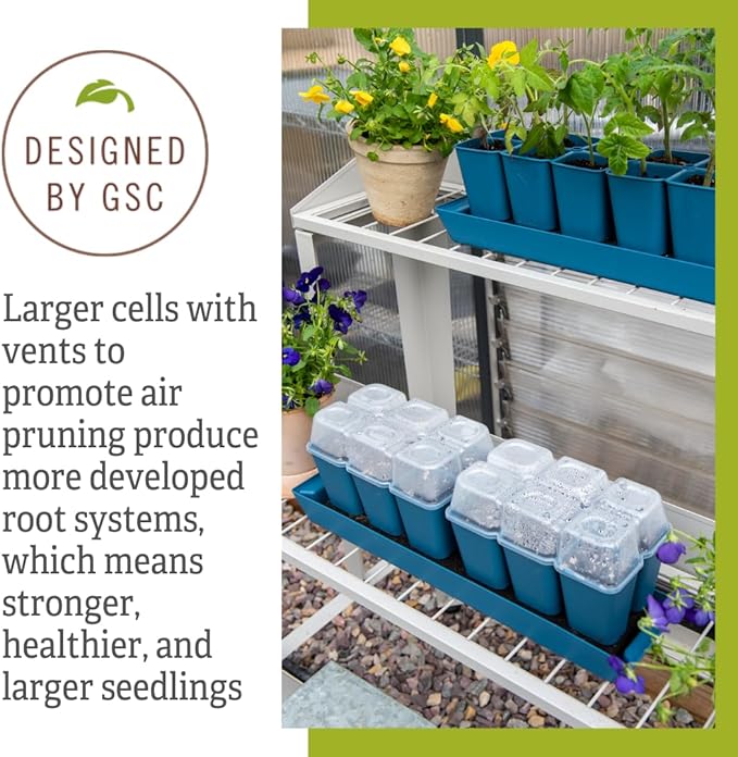 Gardener's Supply Company Gardener's Best® XL Seed Starting Kit | Durable and Reusable Self-Watering Deep Root Seed Starting Tray for Quick Germination - Blue