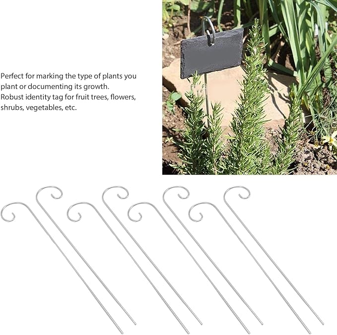 30PCS Plant Label Hooks for Outdoor Plants, Stainless Steel Plant Label Hooks Holder Garden Markers Stake Plant Sign Stake Rustproof Garden Tag Holder for Flower Pot Bonsai 200mm