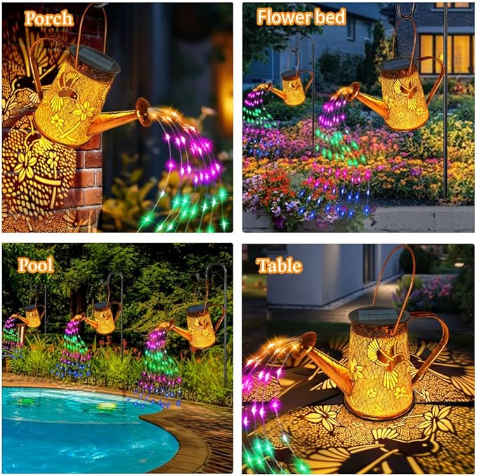 Solar Watering Can Lights, Hummingbird Gifts for Mothers Day Women Mom Grandma Birthday, Waterproof Outdoor Multicolor Garden Decor Large Hanging Solar Lanterns Garden Light for Patio Porch Pathway