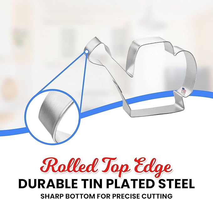 Watering Can Cookie Cutter 4.25 Inch - Made in the USA – Foose Cookie Cutters Tin Plated Steel Watering Can Cookie Mold
