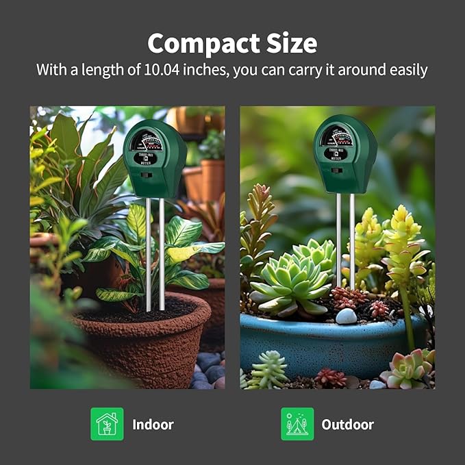 2 PCS 3-in-1 Soil Test Kit No Battery Needed with Digital Moisture pH Light Tester for Garden Lawn Farm Indoor Outdoor Plants Houseplants