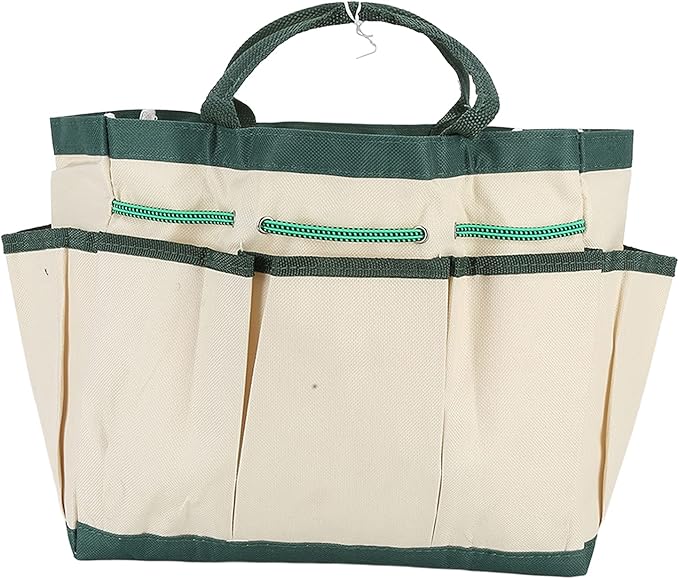 Generic Large Capacity Garden Tote Bag, Portable Tool Storage with 9 Pockets for Gardening, Wear Oxford Cloth with Elastic Fixing Band, for Multiple Tools