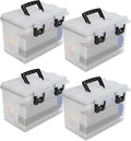 Sheffield 12767 XL Storage Bins With Lids, 4-Pack Stackable Storage Bins, Made in USA, Lockable and Water-Resistant Containers with Lids, Plastic Containers for Home, Classroom, and Dorm