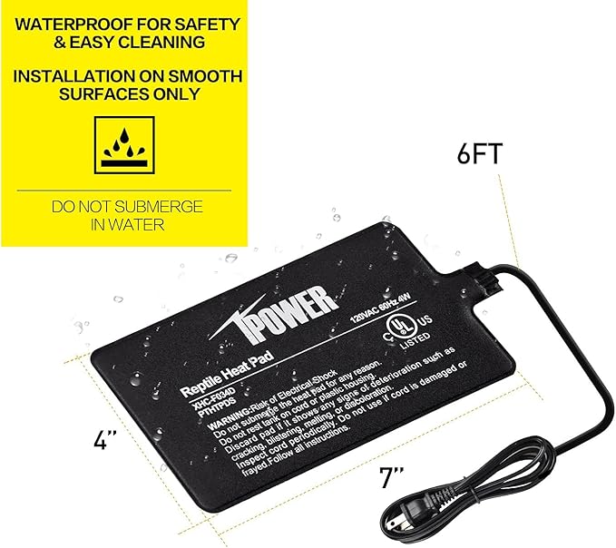 iPower 4X7 Inch Reptile Heat Pad Under Tank Heater Terrarium Warmer Heating Mat and Digital Thermostat Controller for Turtles Lizards Frogs and Other Small Animals