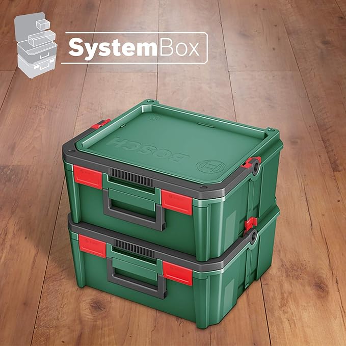 Bosch Home and Garden Tool Box SystemBox (for Power Tools, Size M, Compatible with Accessory Box Small and Medium in Sleeve), Green
