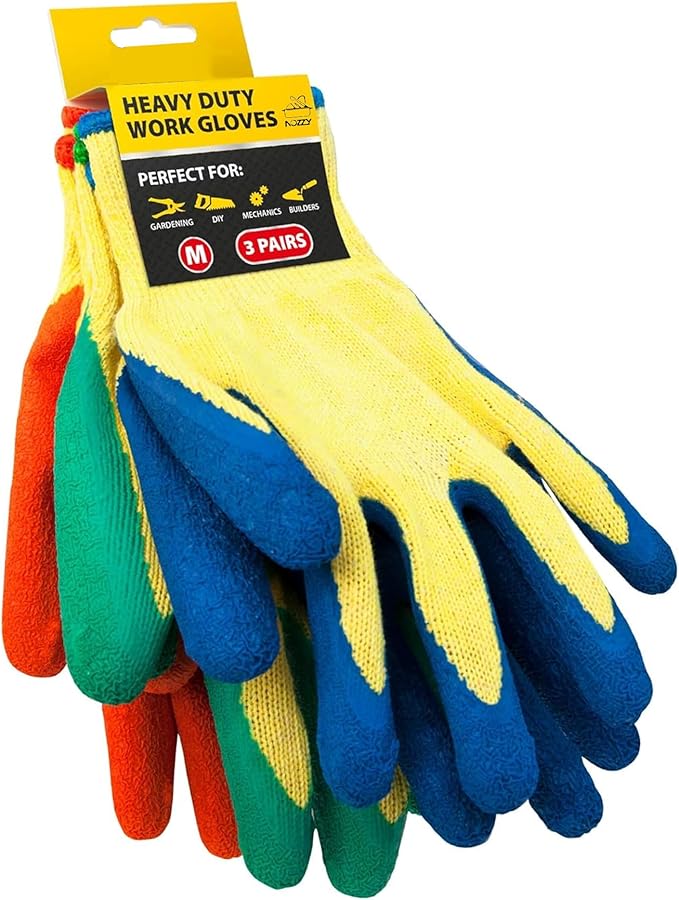 Nozzy Gardening Gloves for Men Women - 3 Pairs - Lightweight Thorn Proof, Good Grip DIY & construction Multi-Purpose