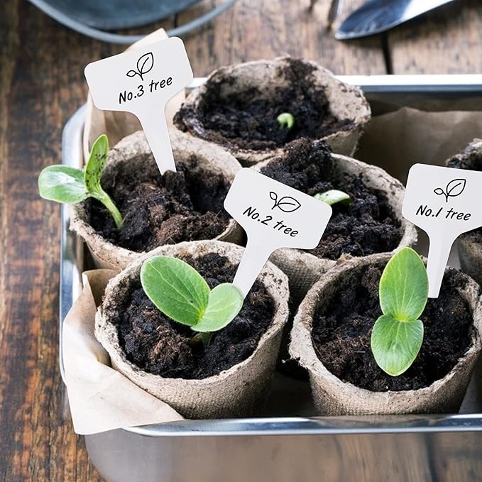KINGLAKE GARDEN Plant Labels 200PCS 4 Inch Plastic Plant Name Tags Garden Labels Markers T-Type Garden Tags for Indoor Outdoor Plants with Permanent Marking Pen