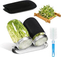 2Pack Sprouting Kit with Stainless Steel Screen Sprouting Lids, Glass Mason Jars, Light-Blocking Sleeves and Brush, Premium Reusable Sprouts Growing Kit for Organic Broccoli Alfalfa Seeds Bean Sprouts