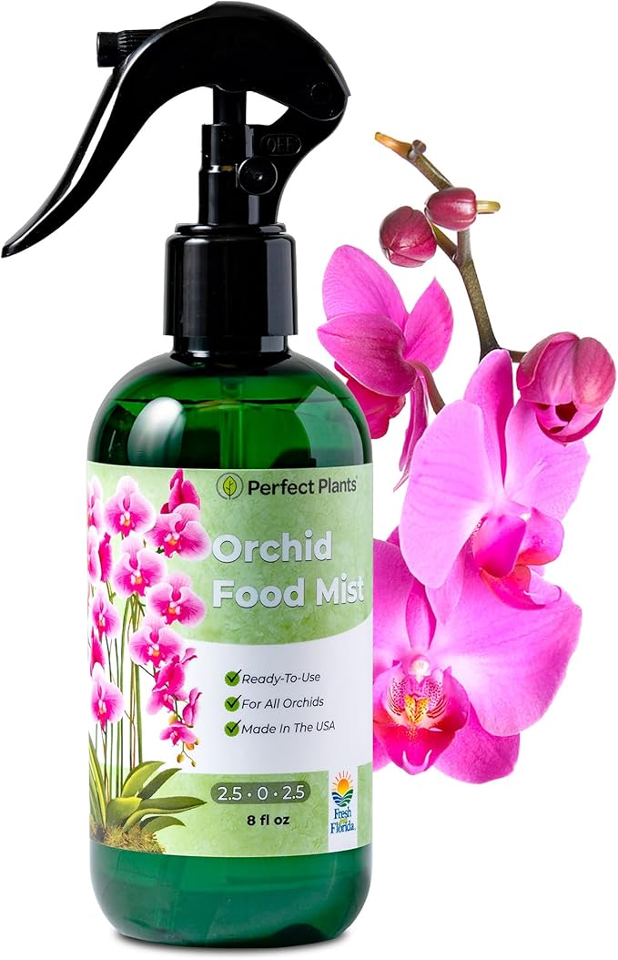 Orchid Fertilizer Mist by Perfect Plants | Foliar Food Spray & Bloom Booster for Indoor Orchids | Plant nutrients for Repeat Blooming (8 fl oz)