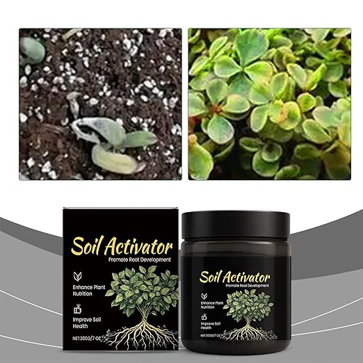 Soil Revitalizer, with Promotes Strong Roots, 200g, Lawn & Garden Soil Conditioner, Plant Food Enhancer, Concentrated Humic Acid Formula, for Lawn, Garden, Backyard, Farm, Courtyard, Balcony, Terrace