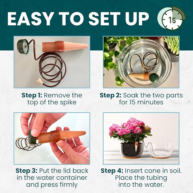 Blumat Classic Self-Watering Stakes - Prevents Overwatering and Underwatering for Healthy Growth While You are Away - Ideal for Indoor Plant Watering, 3 Pack, wo Adapter