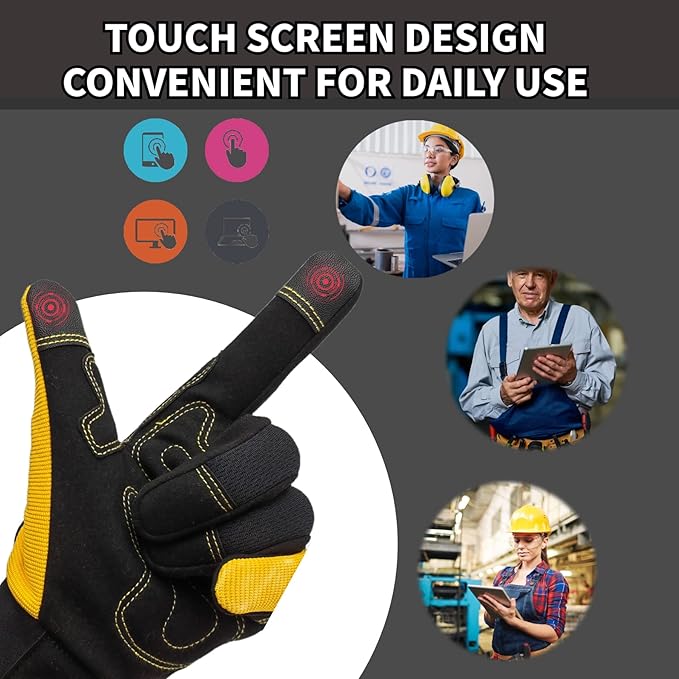 Safety Work Gloves for Men&Women,Utility Working Gloves,Mechanic Gloves,Yard Work Gloves,Performance Fit,Touchscreen