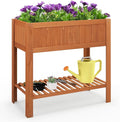 Giantex Raised Garden Bed Outdoor, Elevated Fir Wood Garden Box with Legs, Bottom Storage Shelf & Protective Liner, Planter Raised Bed for Gardening, Fruit, Vegetables, Herbs, 39" Lx20 Wx39 H