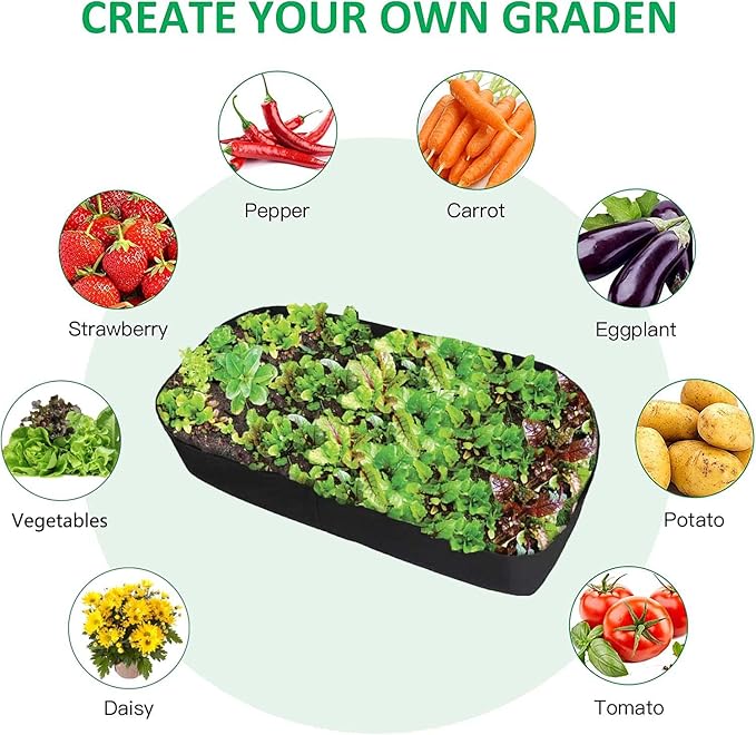 Fabric Raised Garden Bed, 3ft x 6ft Garden Grow Bags Planting Bed Rectangle Garden Containers for Vegetables Plants Flowers Outdoor