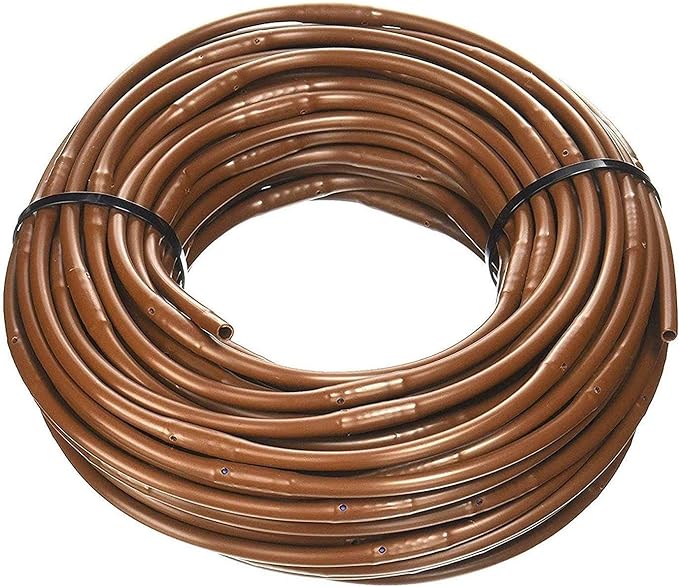 (100' ft Roll) - USA Made - 1/4-Inch x Irrigation/Hydroponics Dripline with 6-Inch Emitter Spacing (Brown) (100' Foot Roll)