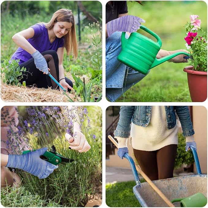 Ainiv 10 Pairs Red Gardening Gloves for Women, PU Coated Polyester Knitting Garden Gloves, Non-Slip Grip Work Gloves Women