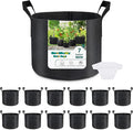 GreatBuddy 7 Gallon Grow Bags 12-Pack, Thick Fabric Pots for Plants, Sturdy Handles & Reinforced Stitching, Labels Included, Black