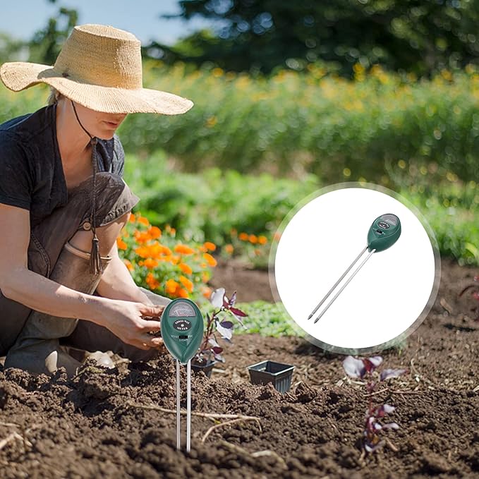 TEHAUX Soil Tester Soil Moisture Ph Light Checker Gardening Tool for Fruits Flowers Vegetables Shrubs No Batteries Required