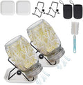2Pack Sprouting Kit,1000ml Sprouting Jar with Mesh Lids and Stands, Microgreens Sprouts Growing Kit, Broccoli Sprouts Seeds Sprouting Jars with Screen Lids,Blackout Sleeves, Tray