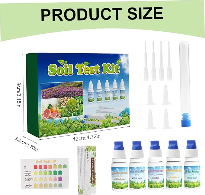 1 Set Soil Test Kit Professional Soil Tester for Garden Nutrients, Nitrogen Phosphorus Potassium Testing Kit for Agriculture, Lawn, Indoor and Outdoor Gardening