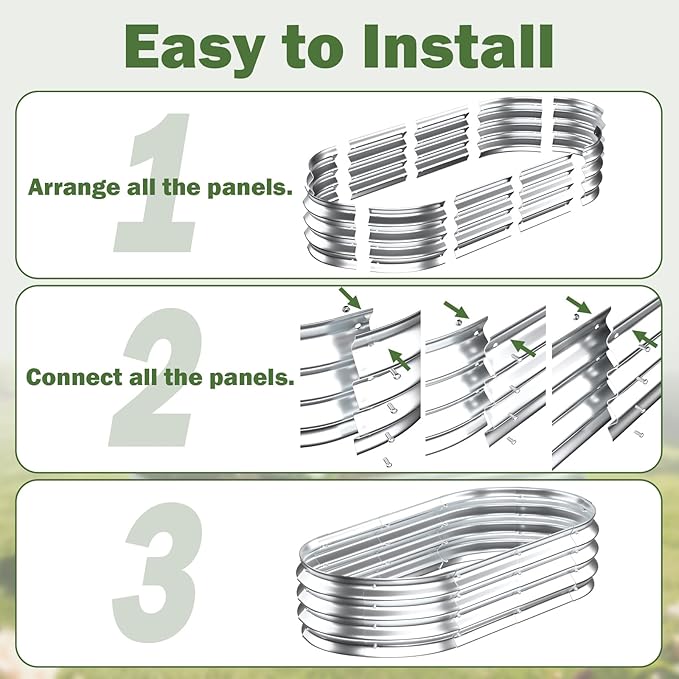 Galvanized Raised Garden Bed Outdoor, 5x2.5x1ft Metal Heavy Duty Planter Boxes for Gardening, Easy Assemble Small Oval Plant Container Kit for Vegetables, Flowers, Fruits, Silver, 1 Pack