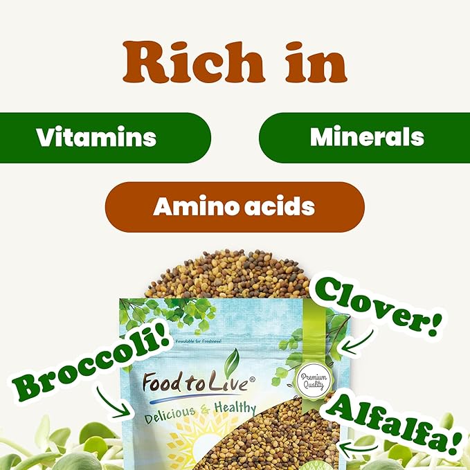 Food to Live - Antioxidant Mix of Sprouting Seeds, 5 Pounds — Broccoli, Clover, Alfalfa, Kosher, Raw, Vegan
