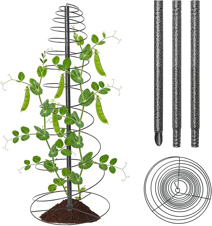Spiral Trellis for Climbing Plants Outdoor, 45 Inch Tall Heavy Duty Metal Garden Tower, Decorative Plant Support with Anti-Tip Stake,Rustproof for Clematis Pole Beans Cucumber Berry Vines Pots,1 Pack