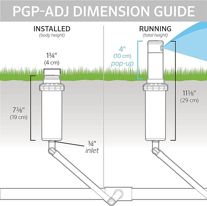 Hunter PGP-ADJ 3/4" Rotor Sprinkler Head, Adjustable 40°-360° Arc, 4" Pop-Up Gear Drive Lawn Irrigation Head, 22-52 ft Spray Distance, Preinstalled 3.0 GPM Nozzle