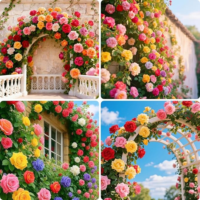 160pcs Climbing Rose Flower Seeds for Planting- Fragrant Blooming Flower Garden Seeds Pack - Non-GMO Heirloom for Outdoor Garden, Balcony, Trellis, Fence Decoration