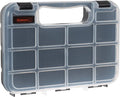 Hardware Organizer Box with Dividers - 14 Compartment Small Parts Organizer Portable Tool Box Organizer with Secure Latches - Plastic Screw Organizer Box for Nuts, Beads, Jewelry or Tackle by Stalwart