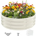 3FT Diameter Galvanized Garden Raised Bed/Plant Box/Fire Pit Ring - 0.8mm Thick,12 Inch Tall,Perfect for Planting a Variety of Flowers,Herbs,Vegetables (Cream White, 36 Dia X 12 inches)