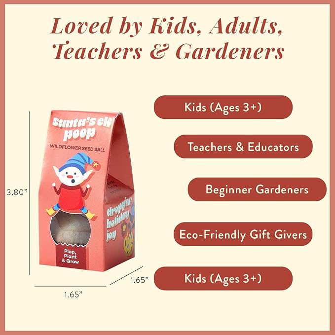 Modern Sprout Wildflower Seed Ball Poop - Easter Basket Essentials - Non-GMO Hand-Rolled Clay Seed Bombs with Wildflower Seeds - Gardening Gift Set for Kids & Adults - (Jingle Plop - Pack of 3)
