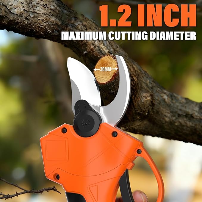 Maxlander Electric Pole Pruning Shears with Pole, 1.2" Cutting Diameter, 2-IN-1 Cordless Tree Pruner Garden Tool for Tree Trimming, 2 x 3.0Ah Batteries, Brushless Motor, 14Ft Reach, LCD Display