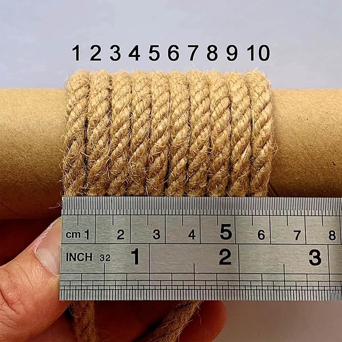 328 Feet Jute Rope, 6mm 4-Ply Thick Jute Twine String for Floristry, DIY Arts Crafts, Gardening Bundling and Cat Scratch Post (Brown)