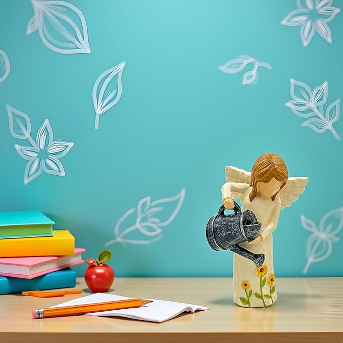 Garden Angel Statue - Hand-Carved Resin Figurine with Watering Can, Small Collectible Decor for Gardeners, Mothers, Teachers - Perfect Birthday/Thank You/Moving Gift